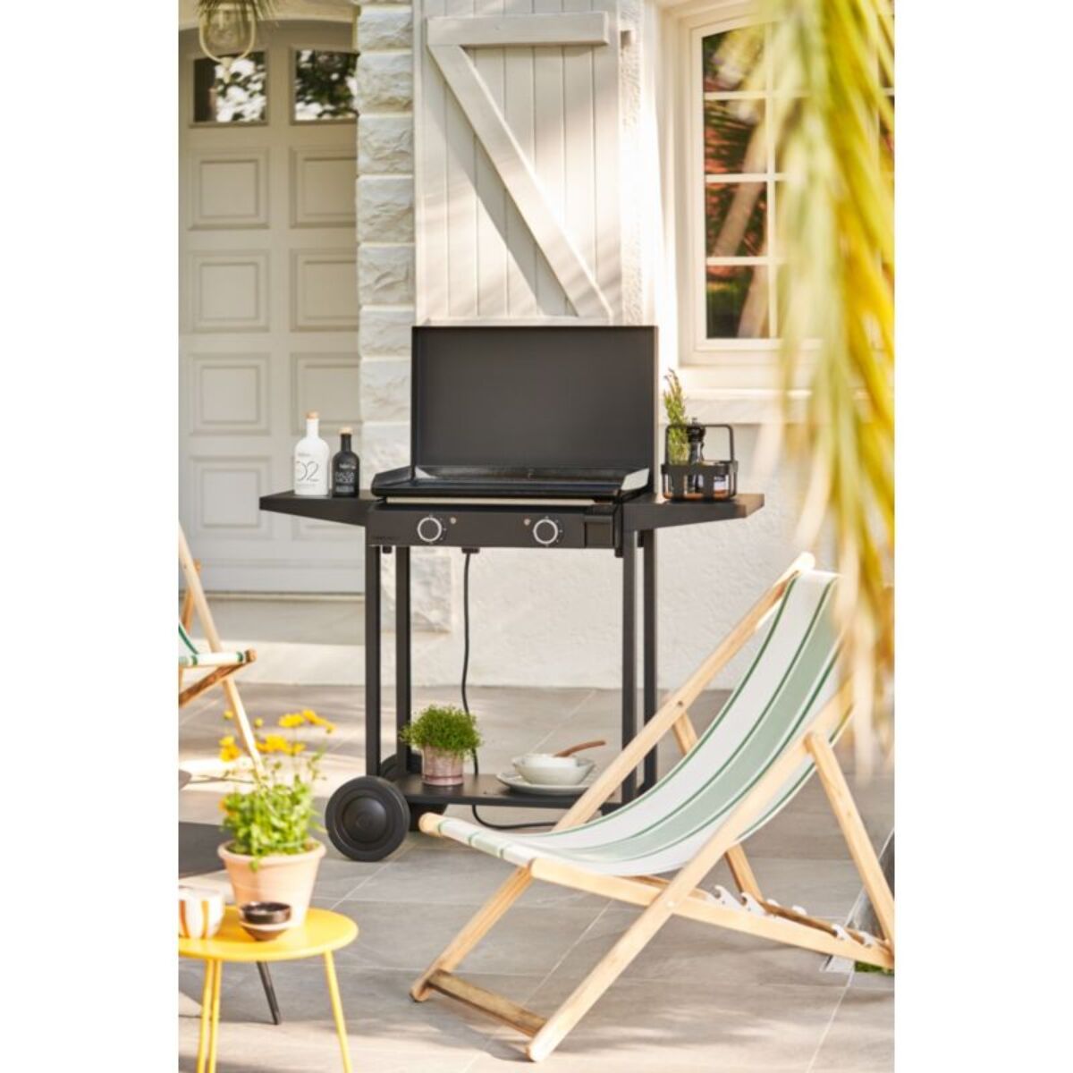 Plancha électrique FORGE ADOUR ACIER BASE 60A noir 2 brûleurs à poser, 57.5x37.9 cm