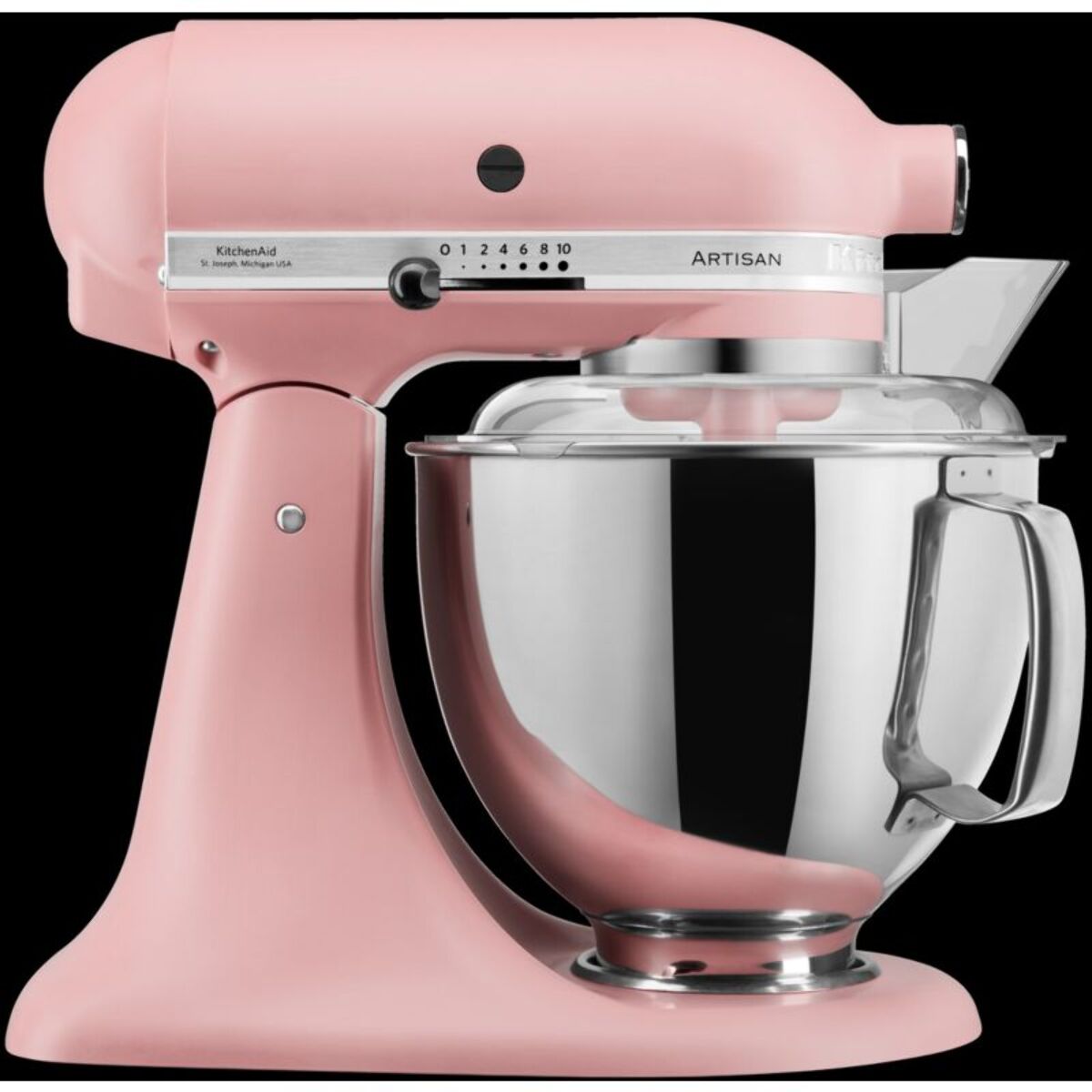 Robot pâtissier KITCHENAID 5KSM175PSEDR rose poudré, 4,8 L, bol avec poignée + bol 3 L, batteur souple et couvercle