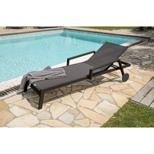 IBIZA - Bain de soleil en aluminium et toile plastifiée anthracite