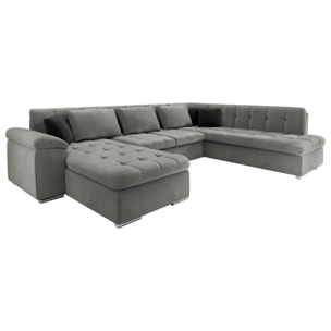 Chuck - canapé panoramique XXL - convertible avec coffre - 7 places - droit - Gris