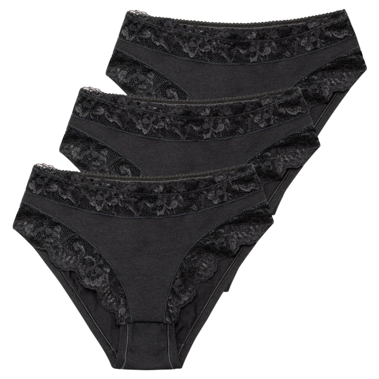 3 Slip da Donna Fianco Alto in Cotone Modal, Art. SA6101, Nero