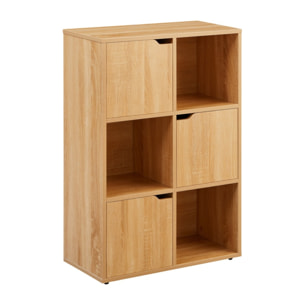 Libreria moderna 6 cubi con 3 ante rovere - Ubli