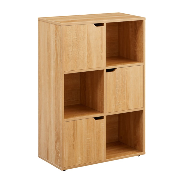 Libreria moderna 6 cubi con 3 ante rovere - Ubli