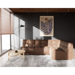 Alya - canapé modulable d'angle réversible 4 places en simili - Marron