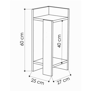 Comodino Dpiol, Comò basso, Tavolino da notte, Mensola da letto, 25x27h60 cm, Tortora