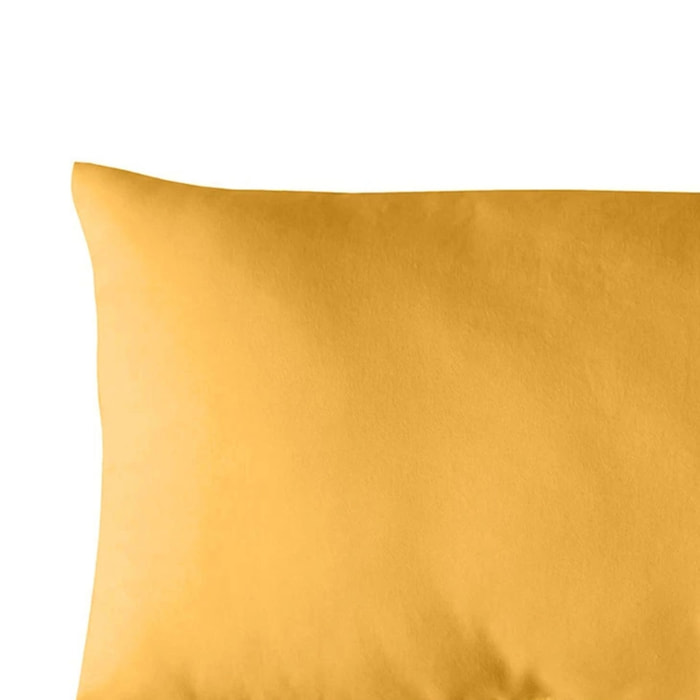 Coussin non déhoussable en coton uni - Jaune moutarde