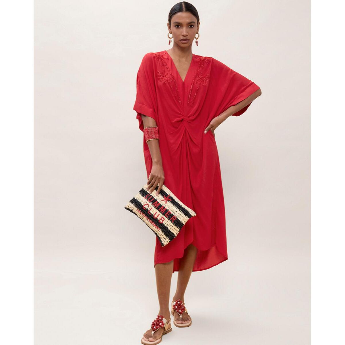 Abito midi in lino annodato