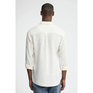 Camisa blanca de lino de corte regular con bordado Polo Club