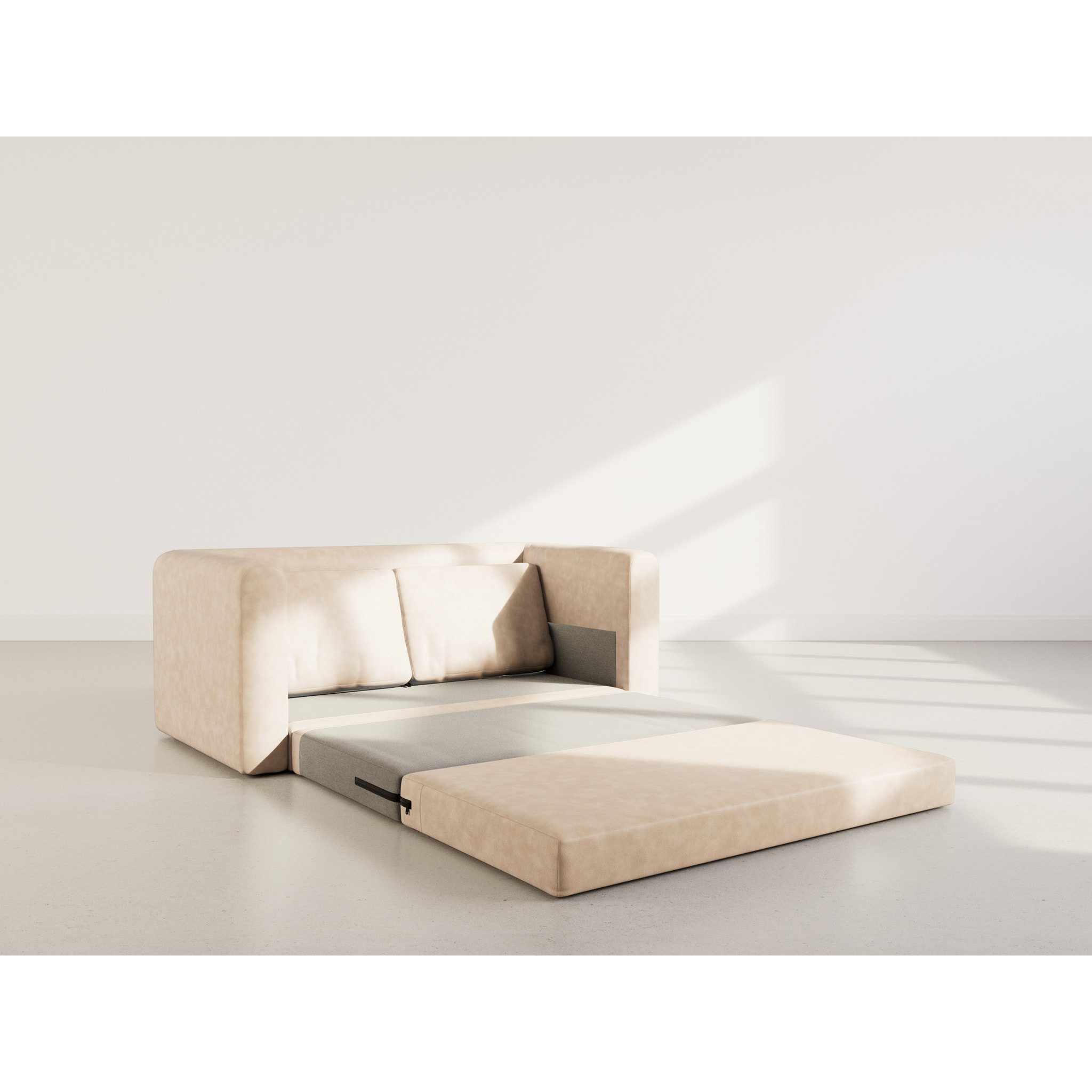 Marilia - canapé 2 places convertible déplimousse en simili - Beige