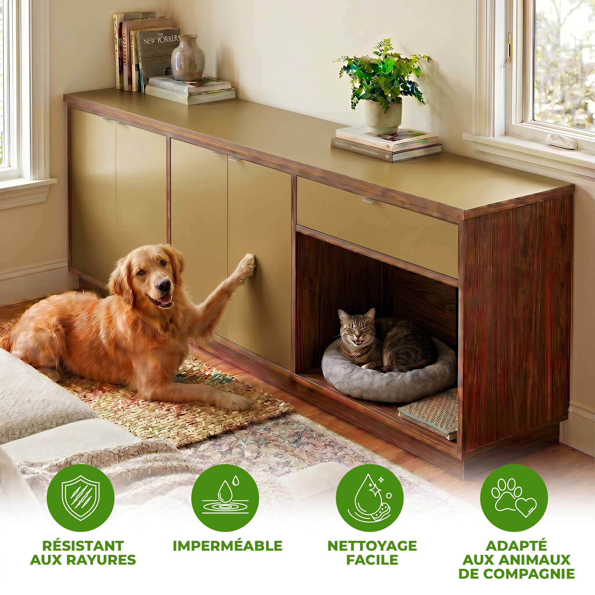 Rouleau adhésif décoratif Vinyle au Mètre - Marron clair - Sticker Lavable Imperméable Mur Cuisine Meubles