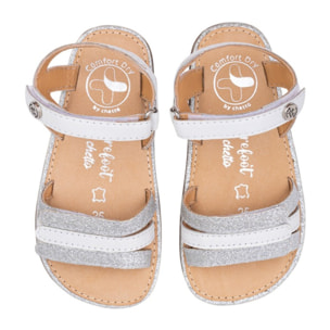SANDALIA BAREFOOT PIEL CHETTO TIRAS METALIZADAS BLANCO