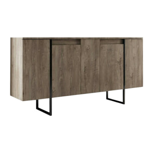 Credenza Dgarzitt, Buffet da soggiorno, Madia da salotto, Dispensa da cucina, 160x35h80 cm, Noce e Nero