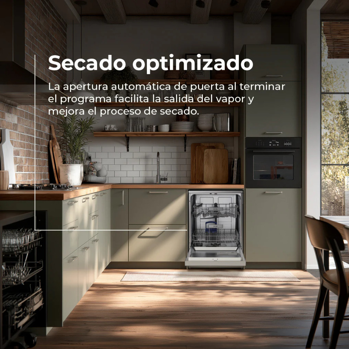 Máquina de Lavar Loiça EVVO D1yx Máquina De Lavar Loiça, 60cm, 13 Serviços, Abertura Automática, Meia Carga