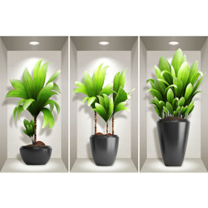 Stickers muraux 3D | Sticker Mural Autocollant effet 3D plantes longues exotiques - Stickers adhésifs 3D Chambre Salon Trompe l'oeil