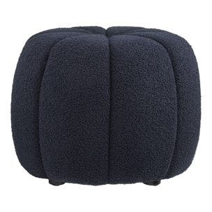 Paisley - Pouf rotondo in teddy blu navy ø48x38 cm