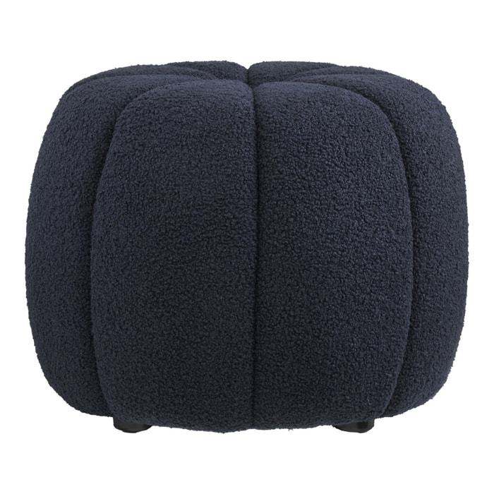 Paisley - Pouf rotondo in teddy blu navy ø48x38 cm