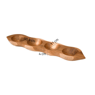 Plateau apéro 4 coupelles 50 cm en bois massif de teck - LYON