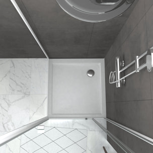 Porte de douche pivotante extensible 78 à 90cm + paroi de retour 80 + receveur 80x80 - WHITY PIVOT
