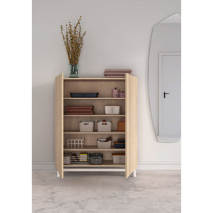 Zapatero melamina Volda roble claro patas blanco 112x90x27 cm