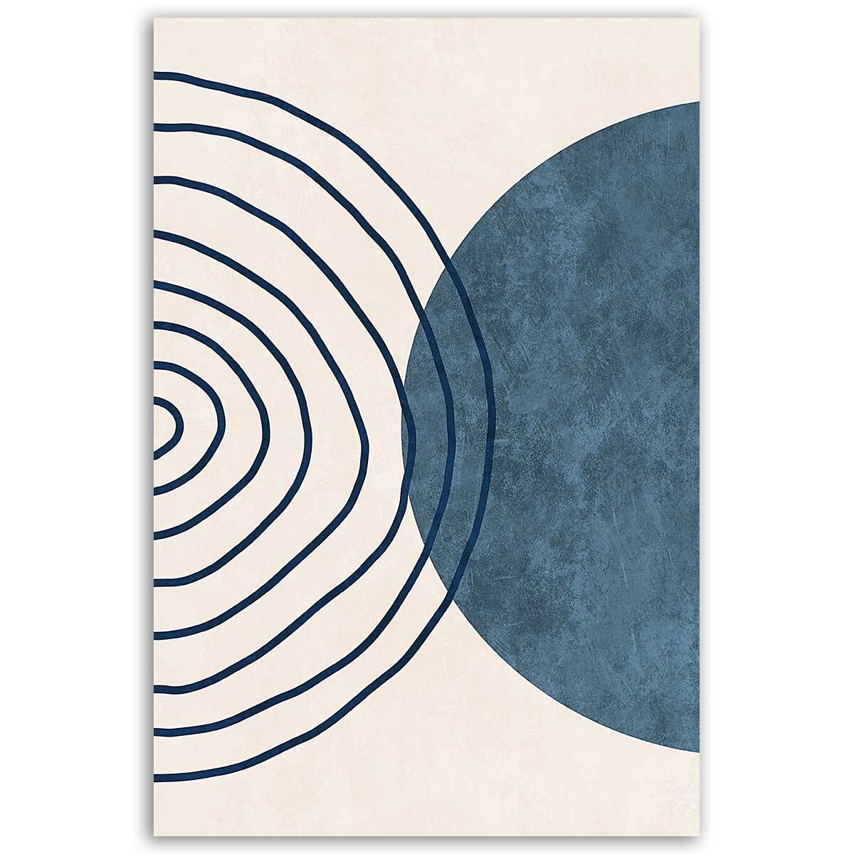 Tableau abstrait lignes et formes bleues Toile imprimée