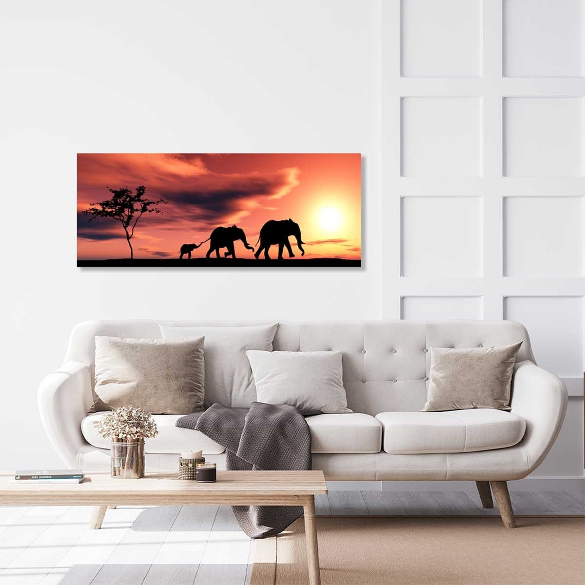 Tableau africain famille éléphants Tableau alu Dibond