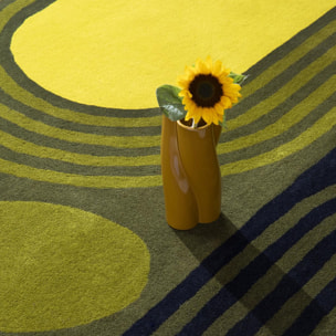 Tapis salon et chambre fait main en laine motif floral WAZA