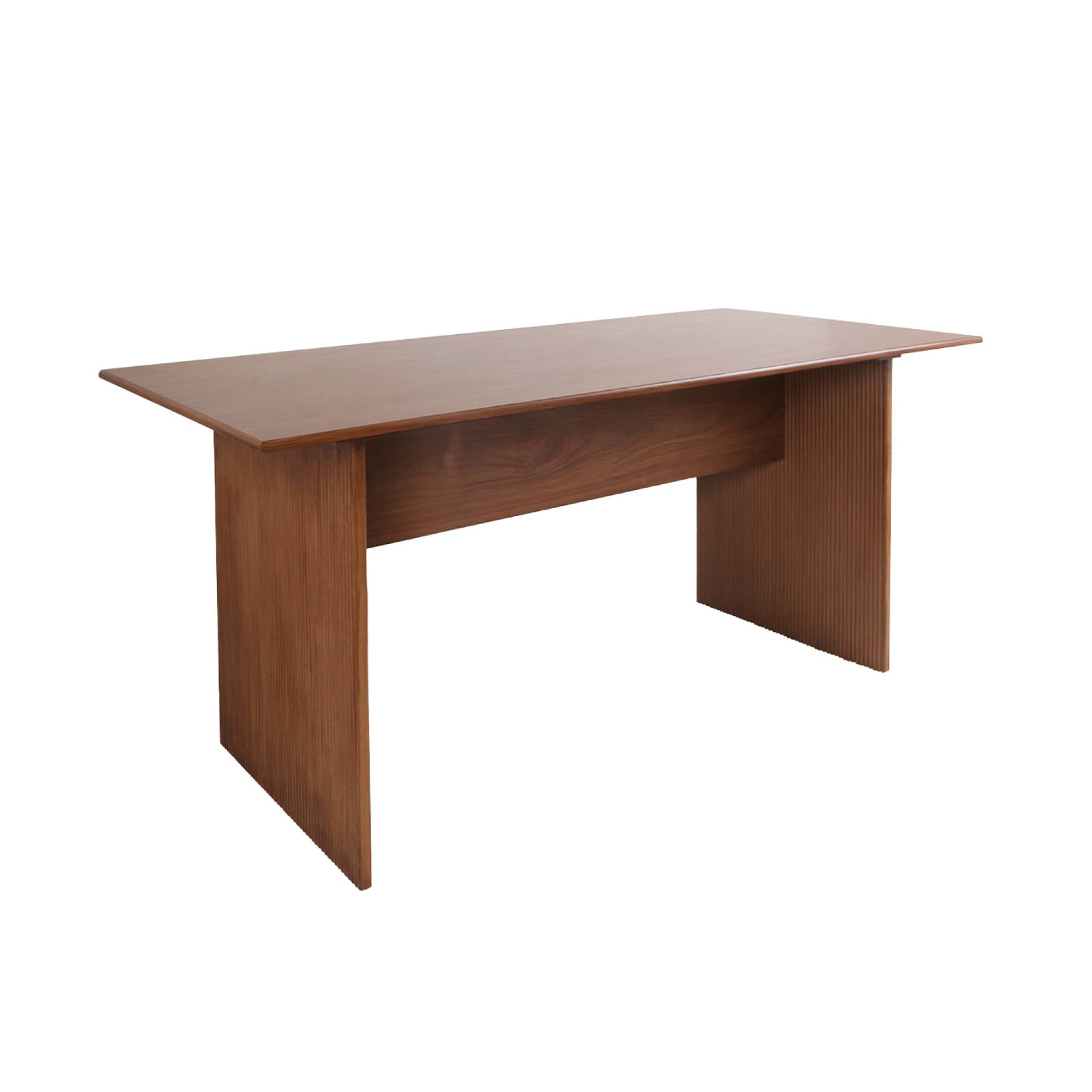 Table à manger rectangulaire effet bois sculpté 4-6 places. 170cm. couleur noyer