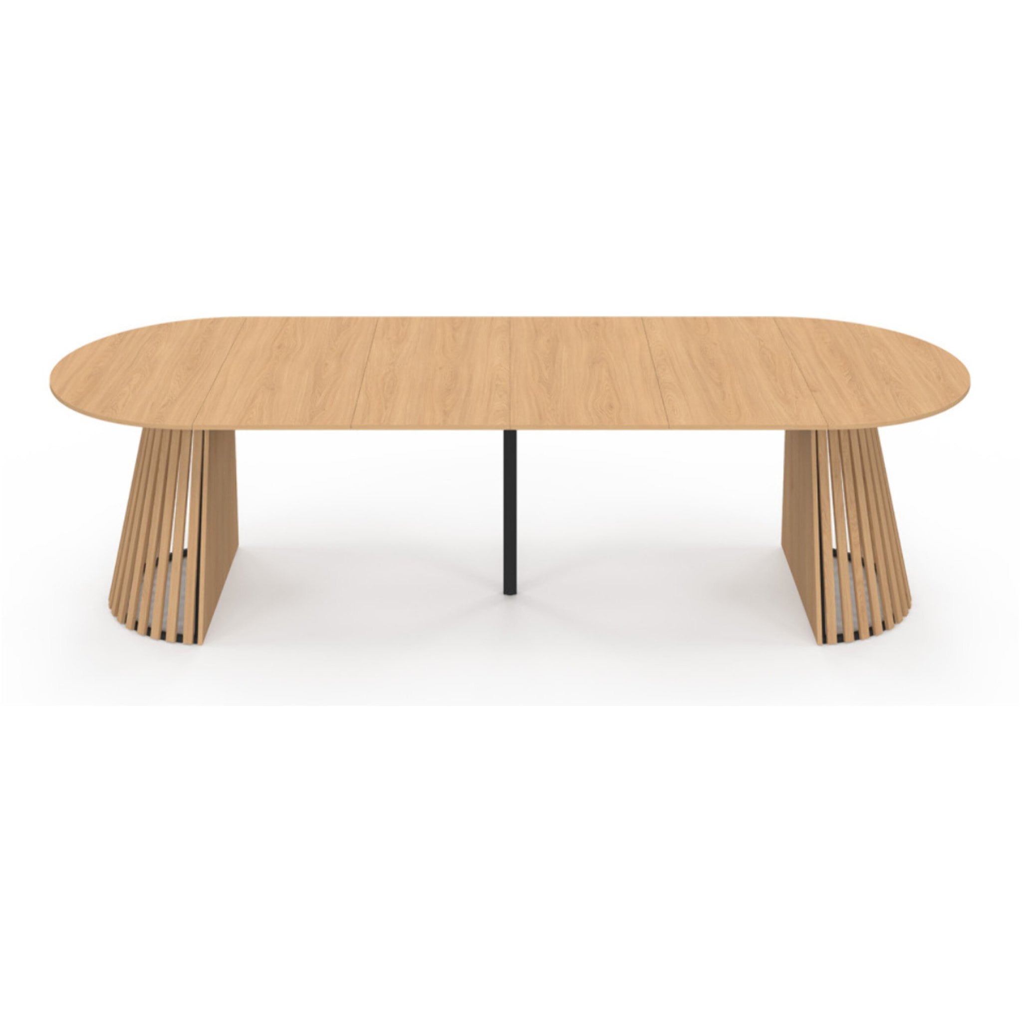 Table à manger ronde extensible Camélia bois et pied lattes Ø110-300cm