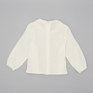 Camisa Blanca De Muselina Con Lorzas