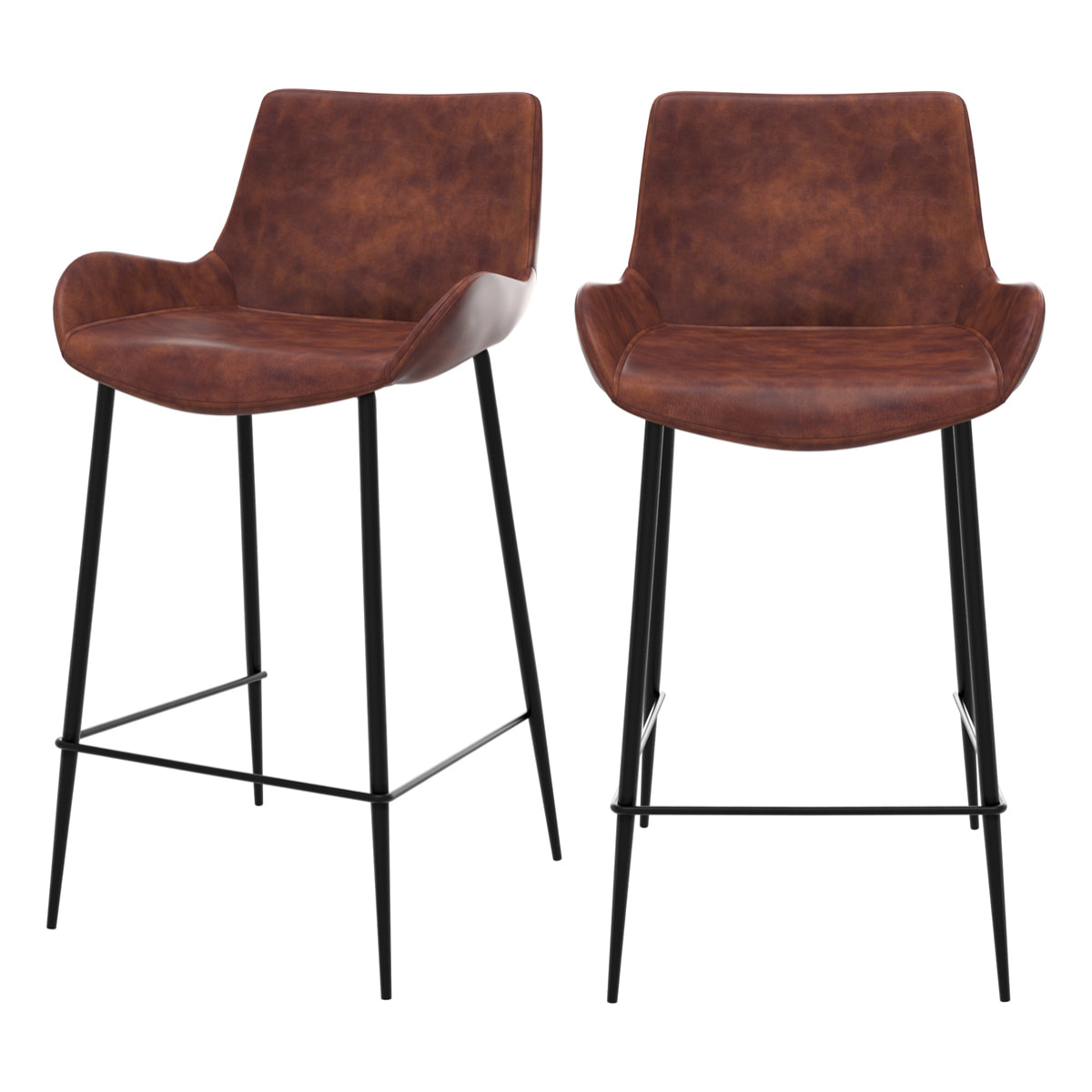 Lot de 2 chaises pour îlot central 65 cm en cuir synthétique marron - Pirata