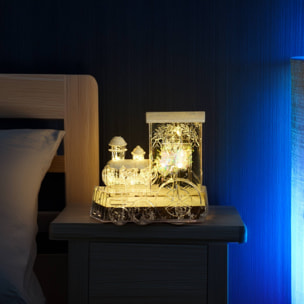 decoración led de locomotora con bailarina de ballet y purpurina blanca