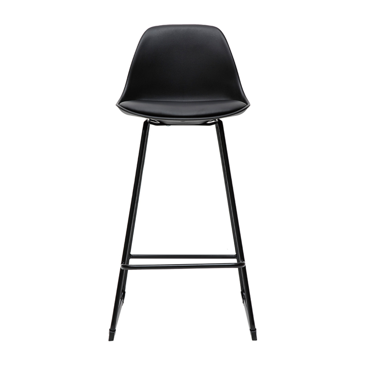 Tabourets de bar design noirs pieds métal H66 cm (lot de 2) FRANZ