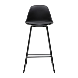 Tabourets de bar design noirs pieds métal H66 cm (lot de 2) FRANZ