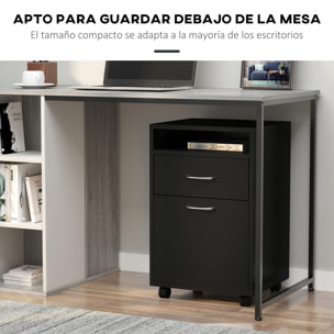 Cajonera de Oficina Móvil con Cajón y Gabinete Mueble Archivador con Ruedas Soporte de Impresora para Estudio 40x35x60 cm Negro