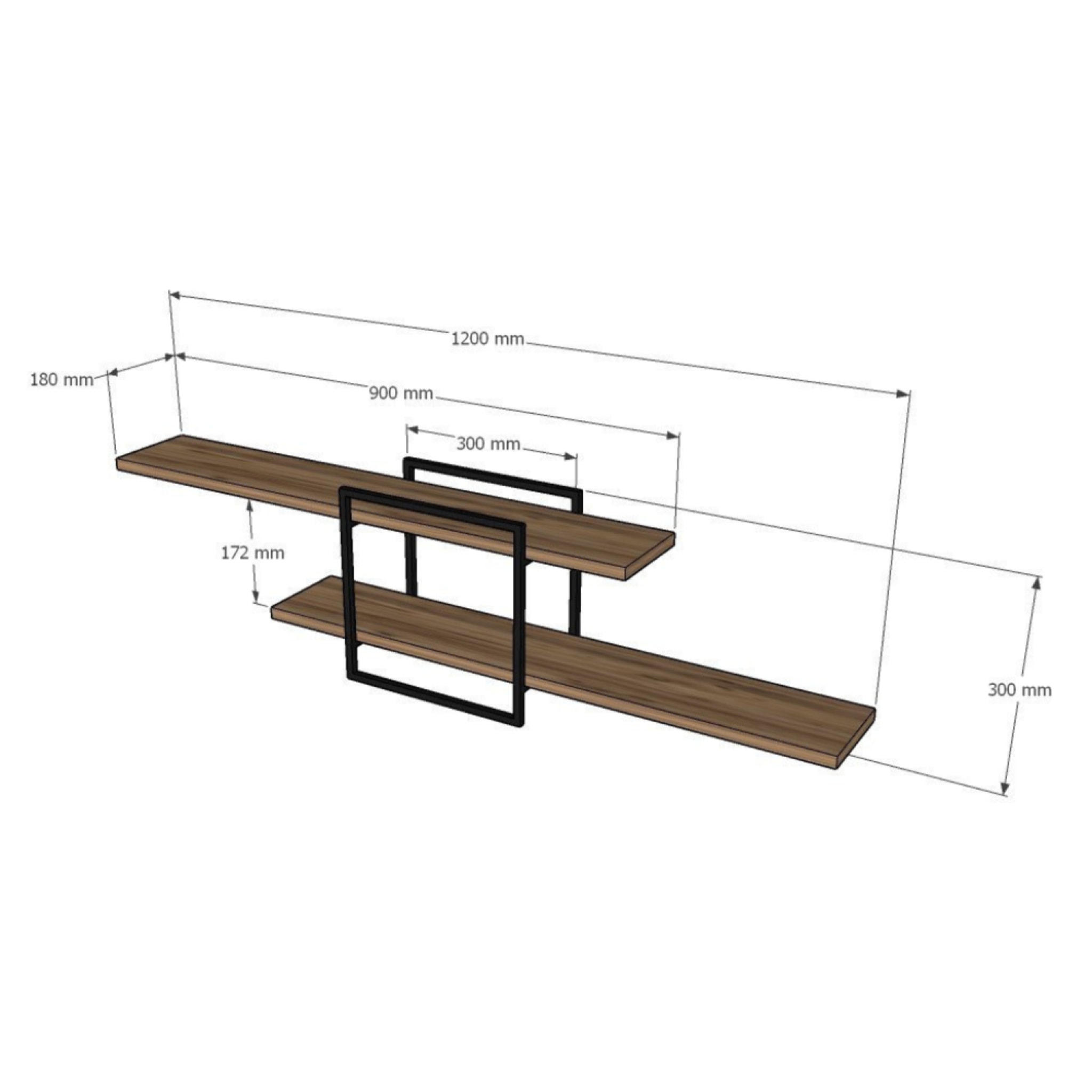 LULA - Etagère murale design - 2 rangements - bois et noir