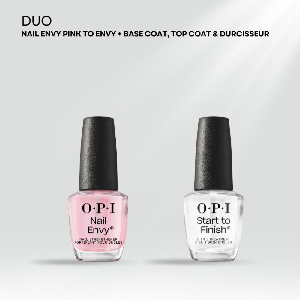 Duo Base Coat, Top Coat et Durcisseur - 15ml Nail envy Pink to envy - Fortifiant coloré pour les ongles fragiles et endommagés