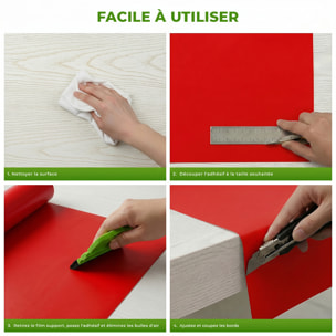 Rouleau adhésif décoratif Vinyle au Mètre - Rouge tomate - Sticker Lavable Imperméable Mur Cuisine Meubles