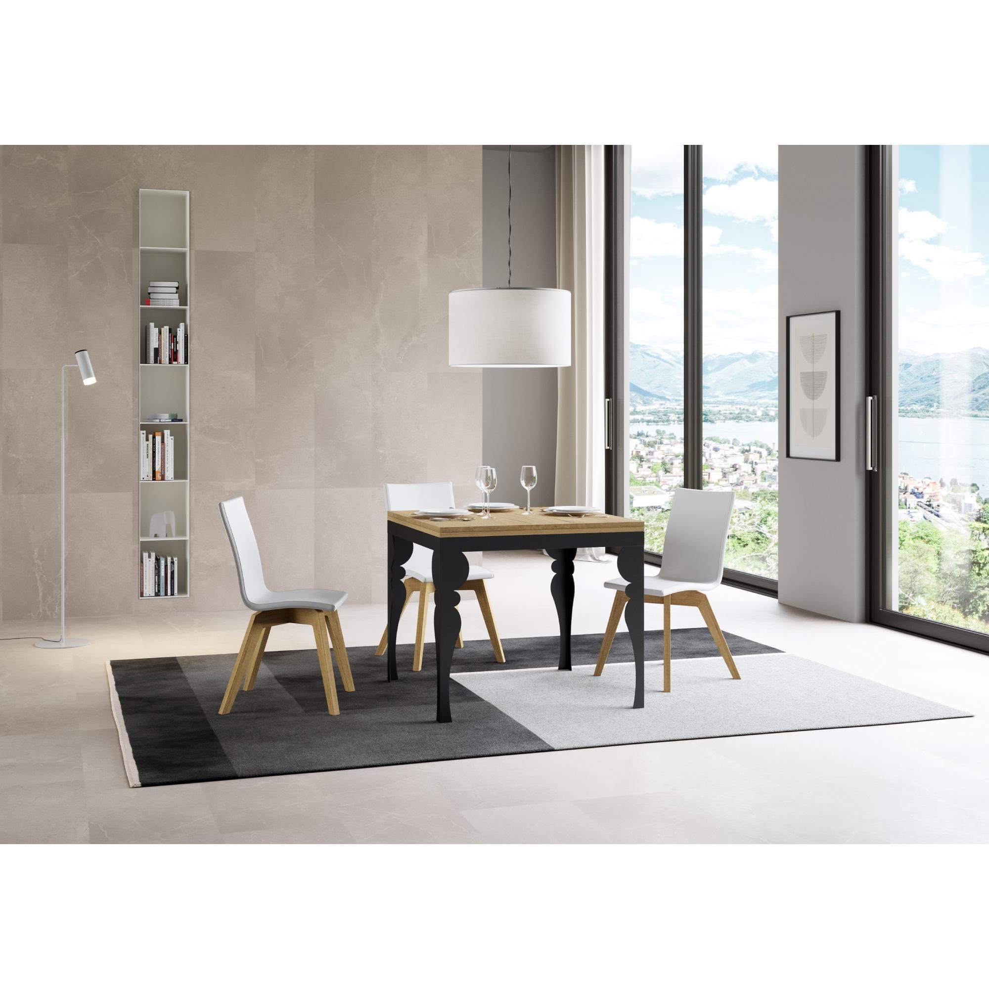 Tavolo apribile 90x90/180 cm Paxon Libra Quercia Natura telaio Antracite