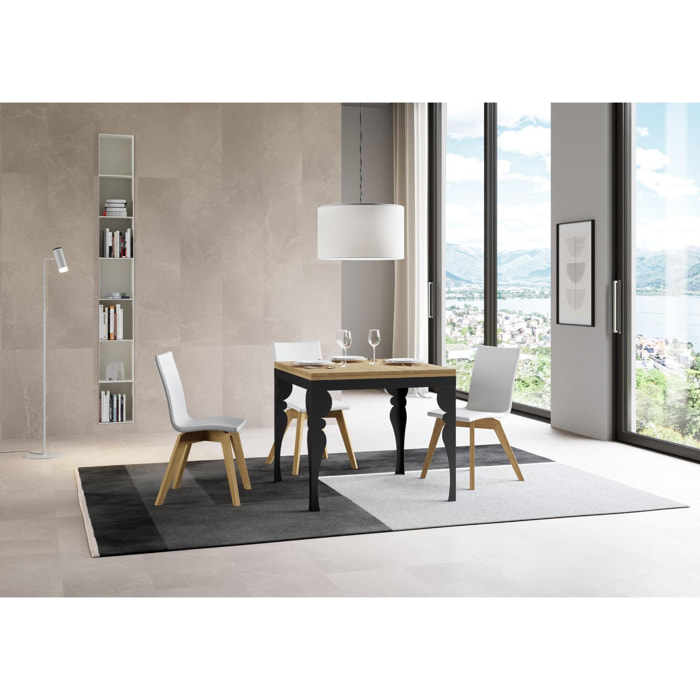 Tavolo apribile 90x90/180 cm Paxon Libra Quercia Natura telaio Antracite