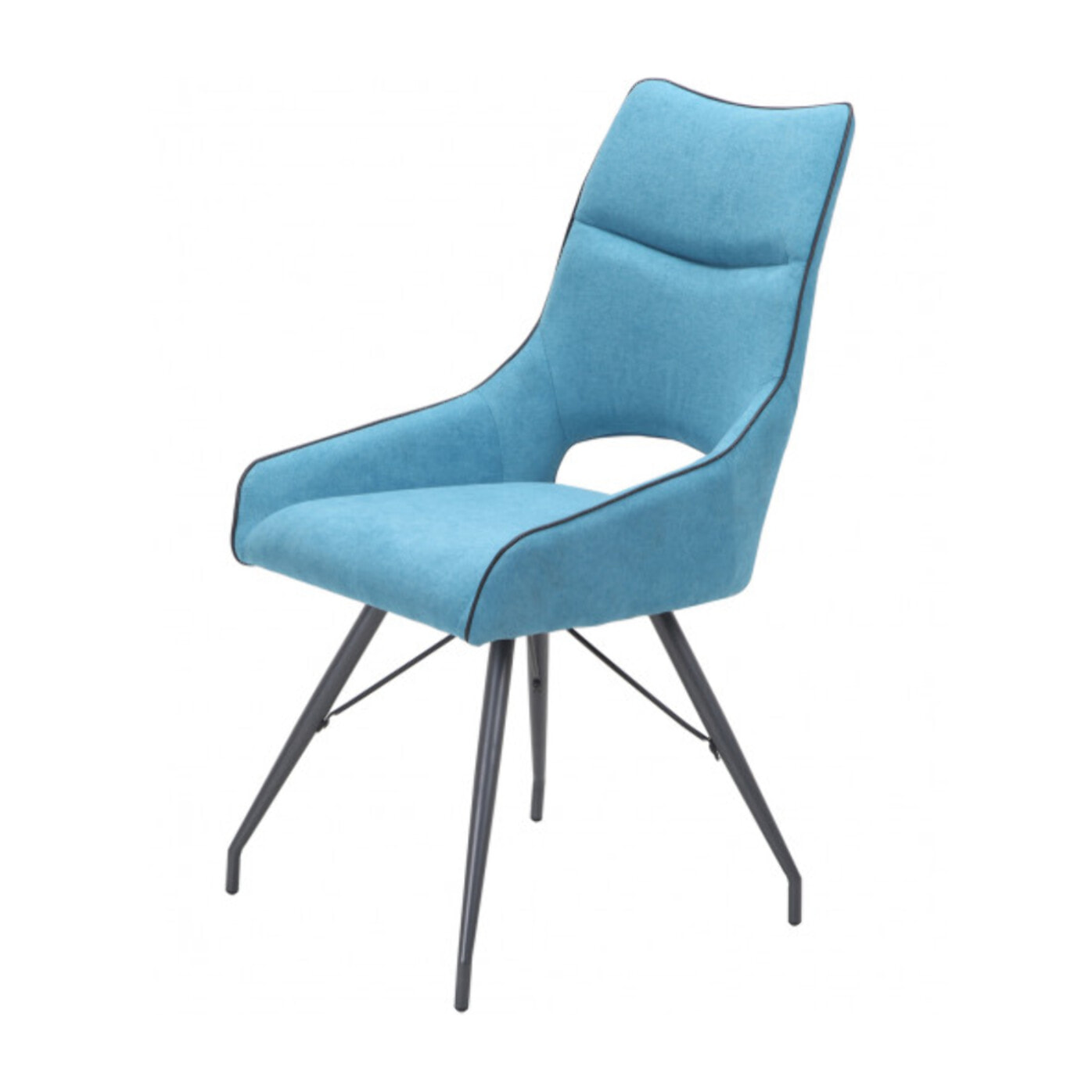 Chaise en tissu avec piètement en métal noir - LIANA