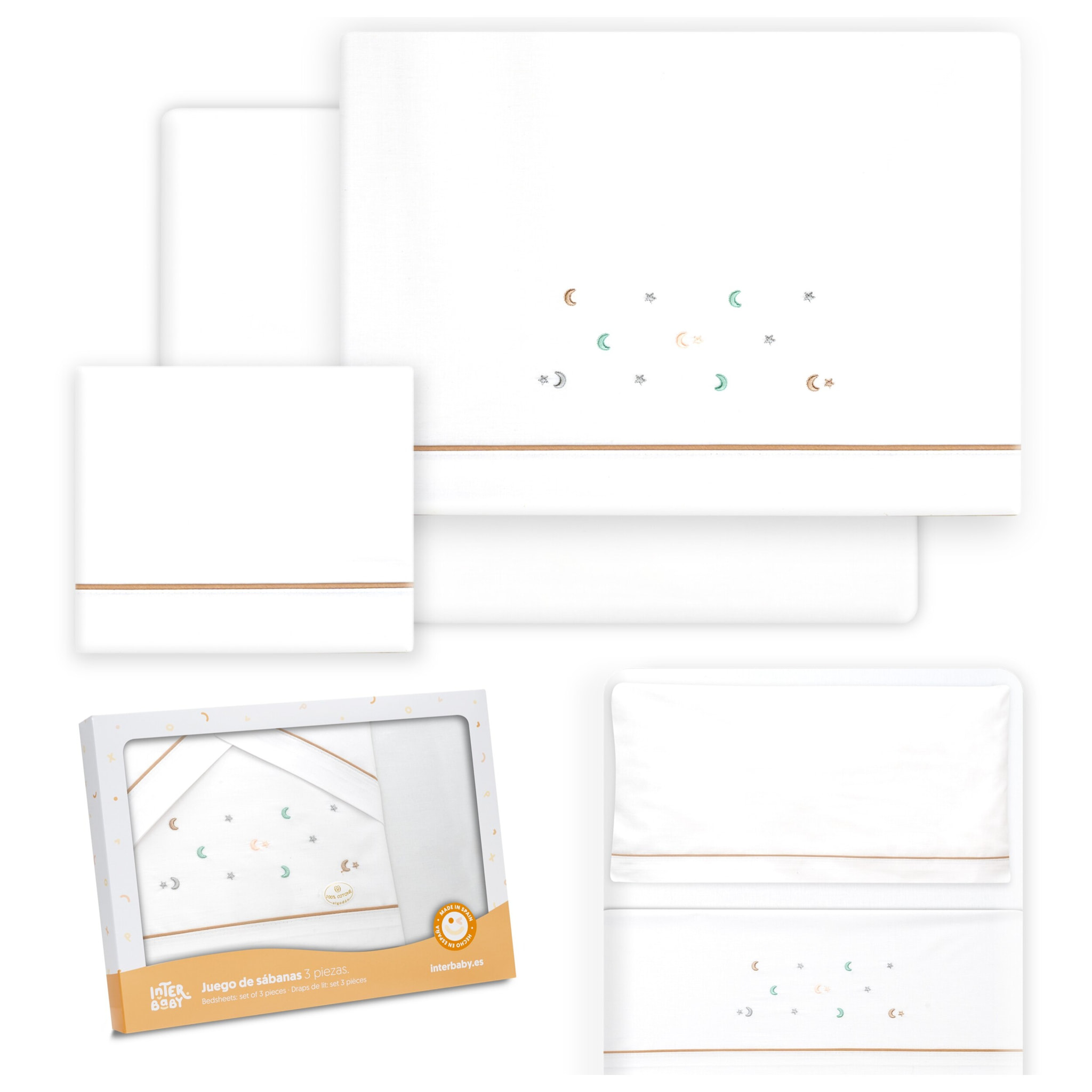 Triptico Minicuna Estrella Luna Multicolor Bco/Beig