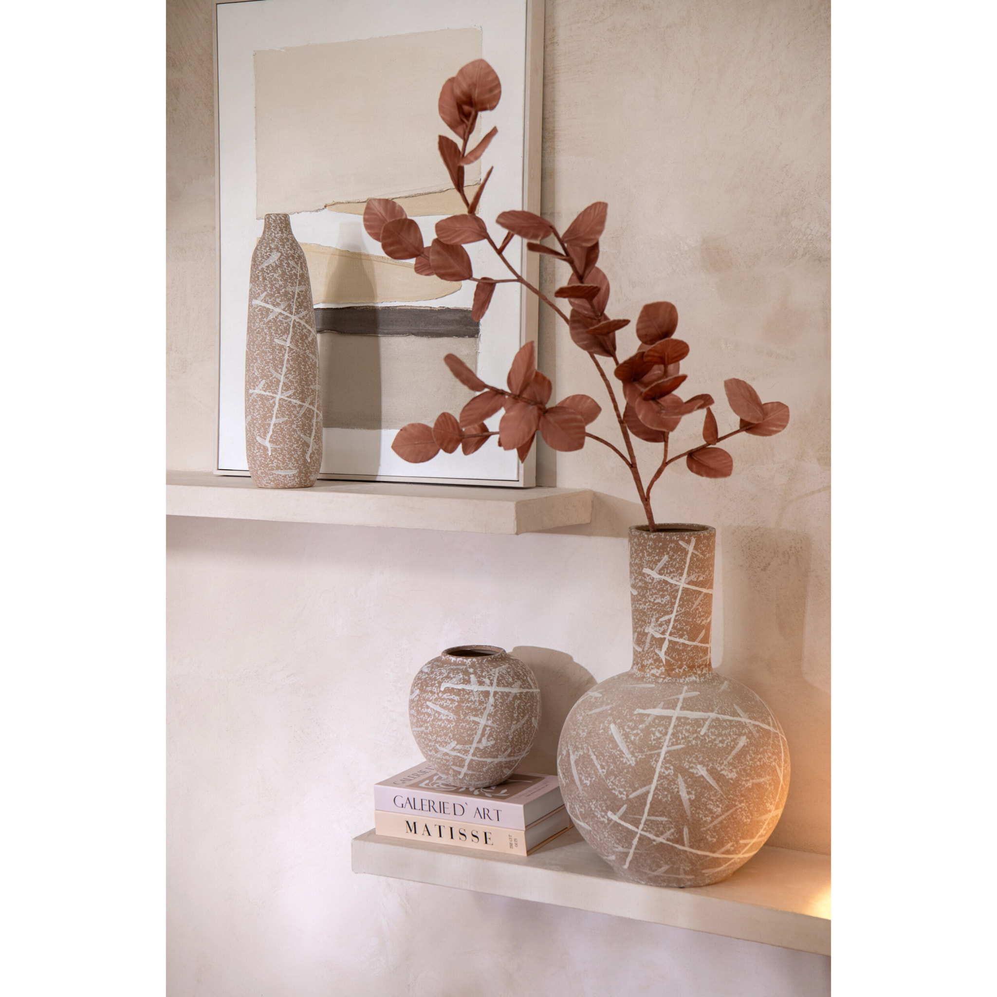 J-Line vase Dun Globe - céramique - beige/blanc - Ø 34 cm