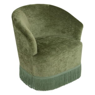 Fauteuil Alanya effet velours vert Kaki