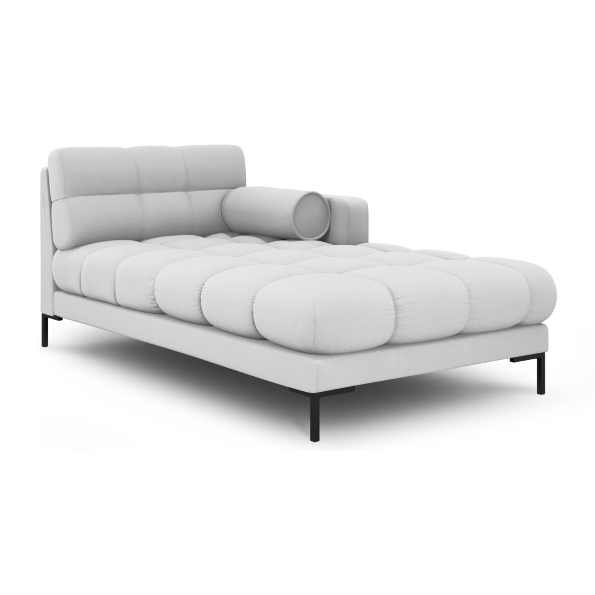 Méridienne droite "Bali" en tissu structurel gris clair