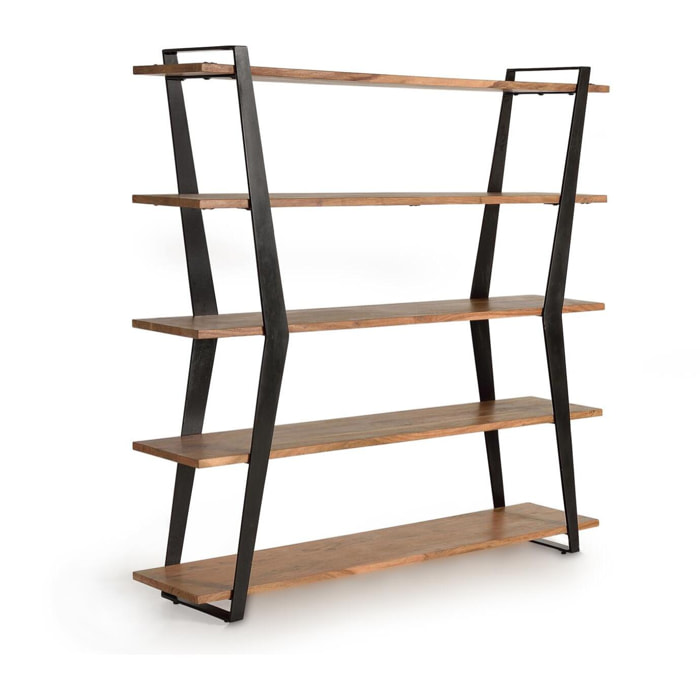 Libreríay Negro - Acacia y Hierro - 178x40x178cm