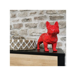 Statuette chien rouge bouledogue en résine H18cm - RUDY