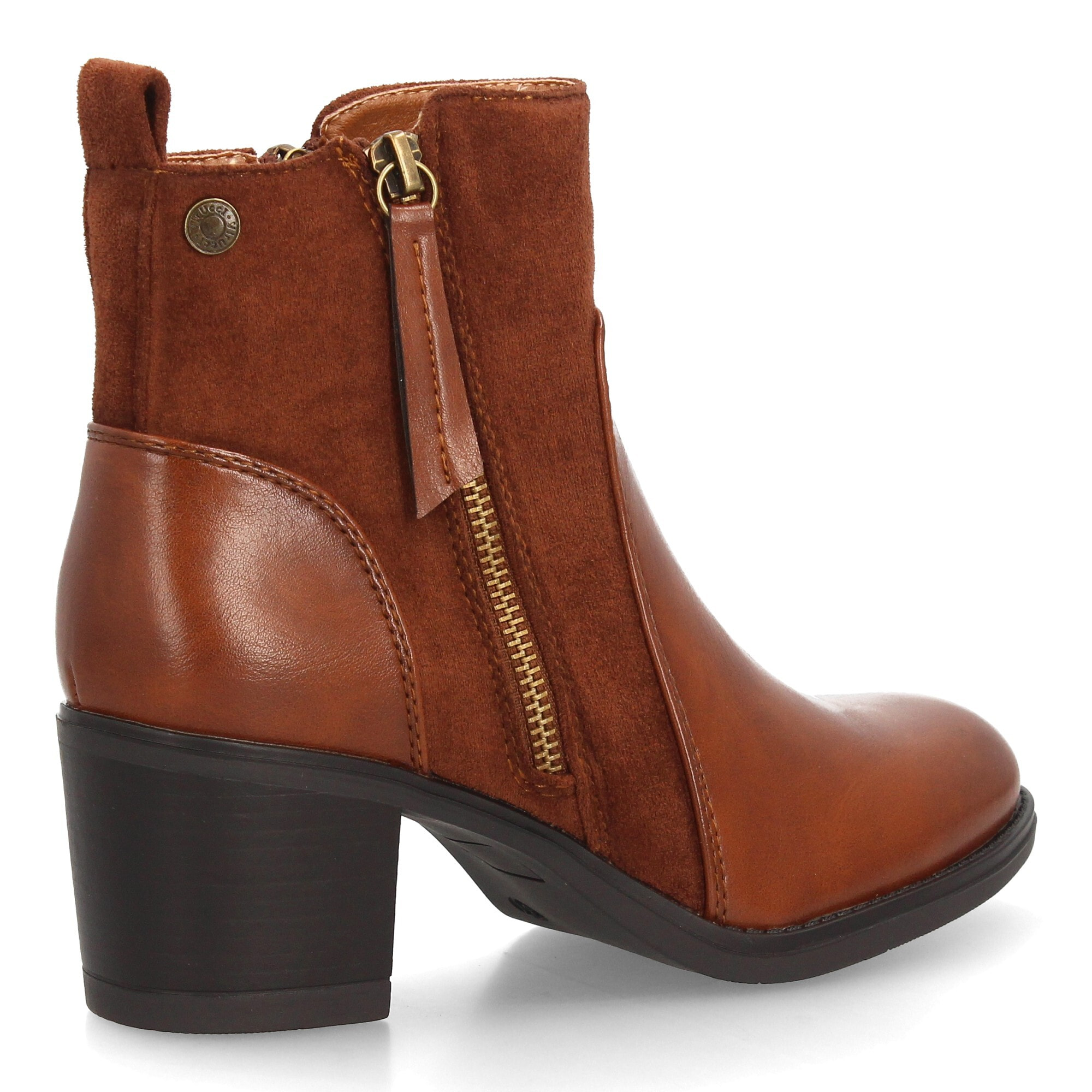 Botines mujer combinados con distintas texturas y cremallera lateral