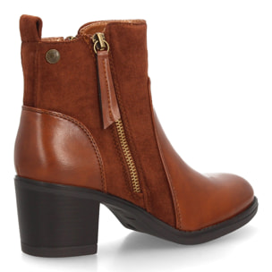 Botines mujer combinados con distintas texturas y cremallera lateral