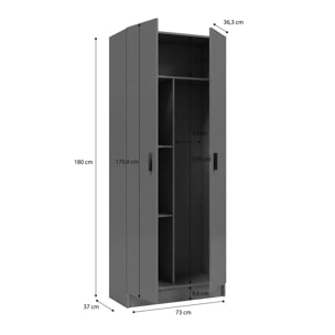 Armario de 2 puertas en gris grafito 73x180 cm Multi Useful 73 Gris Grafito
