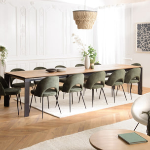 MAXENCE - Table à manger ext. 250/350x100cm teck recyclé pieds métal MAXENCE